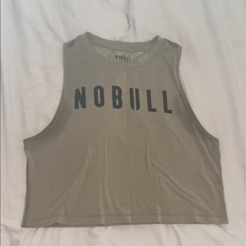 NOBULL Brown Gray Sleeveless Crop Muscle Tee